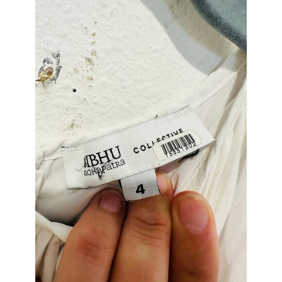 BIBHU MOHAPATRA x RTR Black White Colorblock Pleated Crewneck Flowy Dress Size 4 - Picture 10 of 16